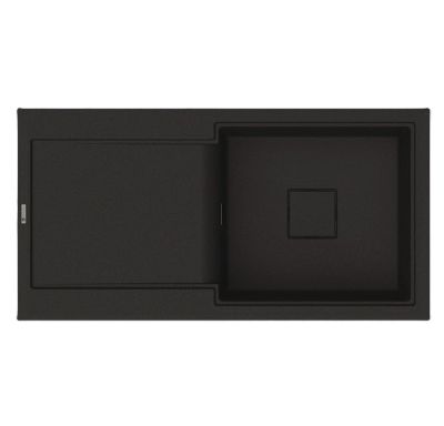 GRANMASTER WATERFALL 100 INSET MATT BLACK QUARTZ SINGLE BOWL SINGLE DRAINER SINK, GRA0110